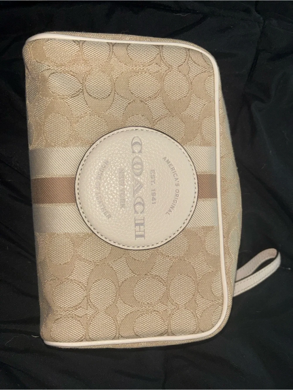 Coach Beige Signature Backpack with Matching Wallet & Pouch Set